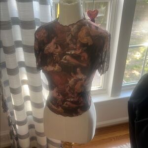 Sheer Artistic Print Top